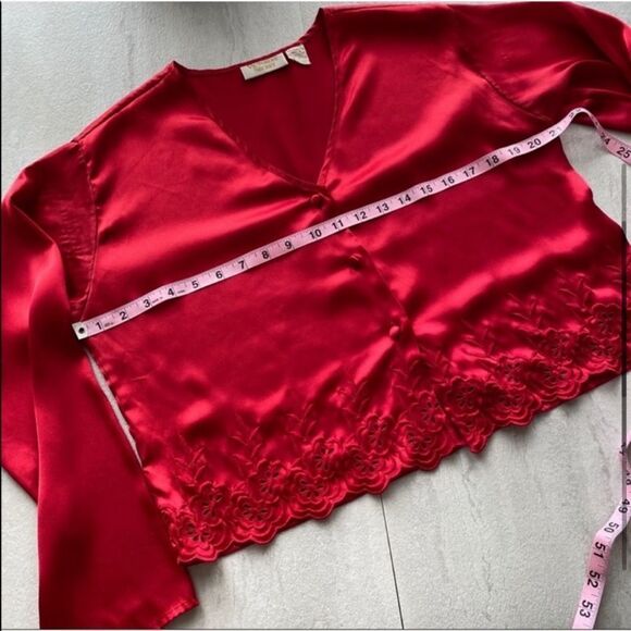 Victoria’s Secret Vintage Gold Label Red Satin Embroidered Top - Picture 4 of 8